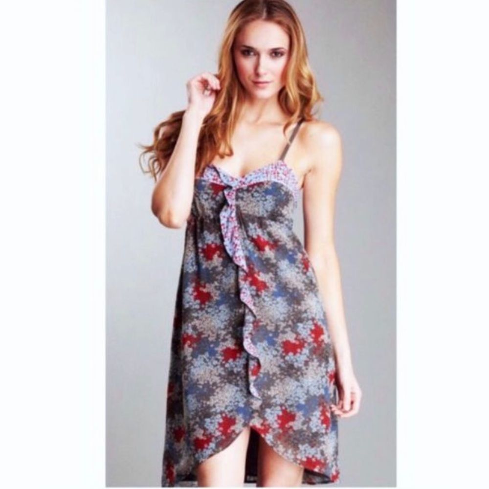 Kensie Floral Ruffle Front Mini Dress